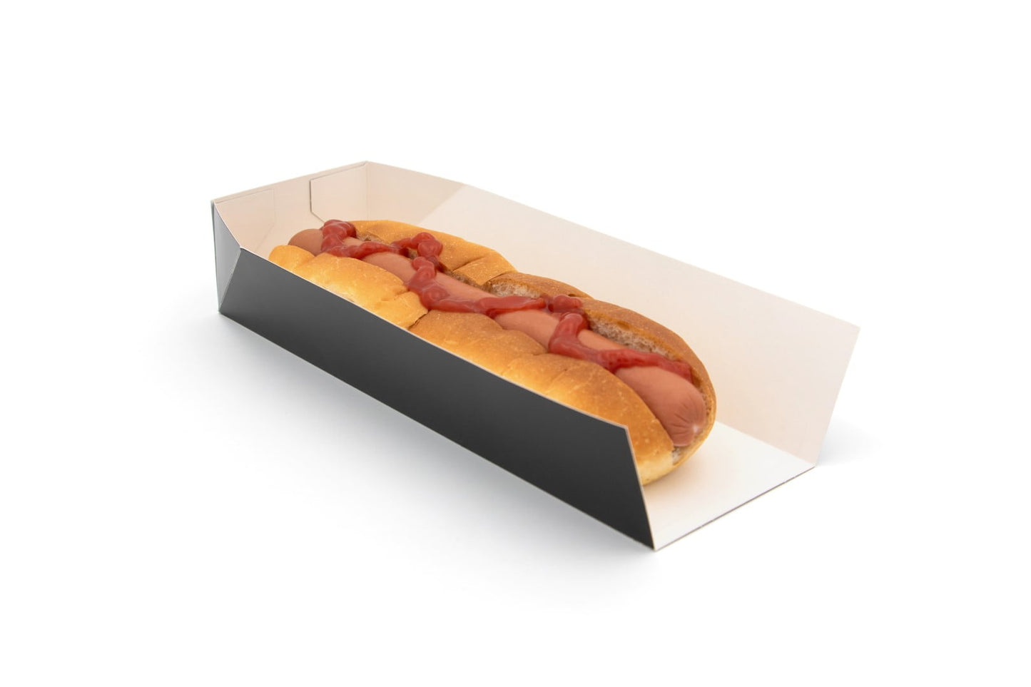 10" Black Hot Dog Tray Open Ended