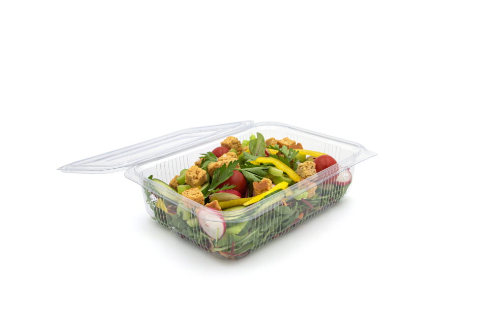 1500ml r PET Rectangular Hinged Salad Container