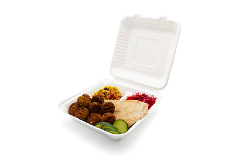 Bagasse Meal Box - 9 x 9" (3 Compartment)