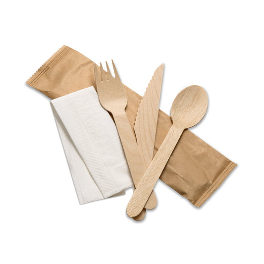 4 in 1 Wooden Meal Kit (Knife, Fork, Spoon, Napkin)