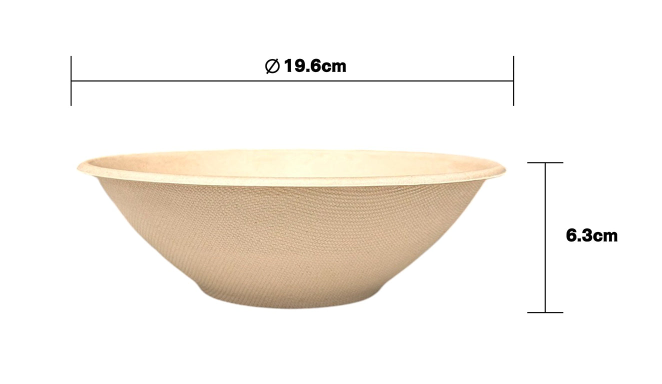 Bagasse Round Deep Bowl for Salad, Large, 1000ml