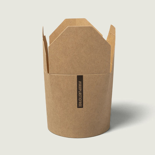 Kraft Paper Boxes for Fried Noodles and Snacks with folding lid M (600ml)