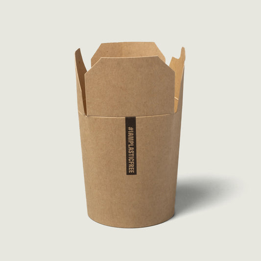 Kraft Paper Boxes for Fried Noodles and Snacks with folding lid S (400ml)