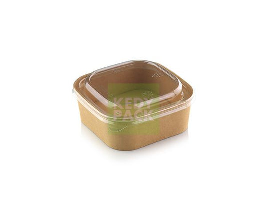 Square cardboard box with anti-fog PET plastic lid