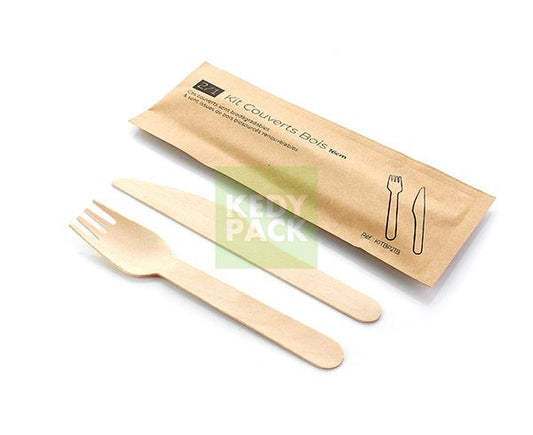 Wooden cutlery set paper pouch 2/1