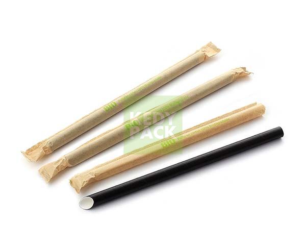 Bubble tea straw Individual cardboard bag black