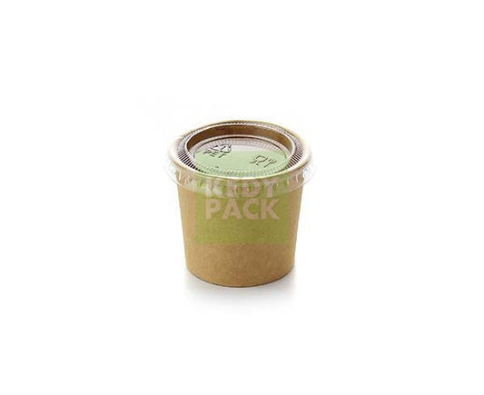 Pot à Sauce en Carton Kraft et Couvercle en Plastique Fraicheur PET 1OZ