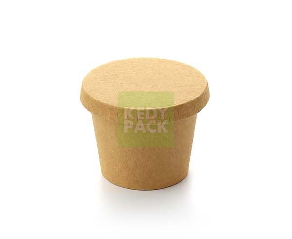 Kraft cardboard sauce pot and lid 3OZ