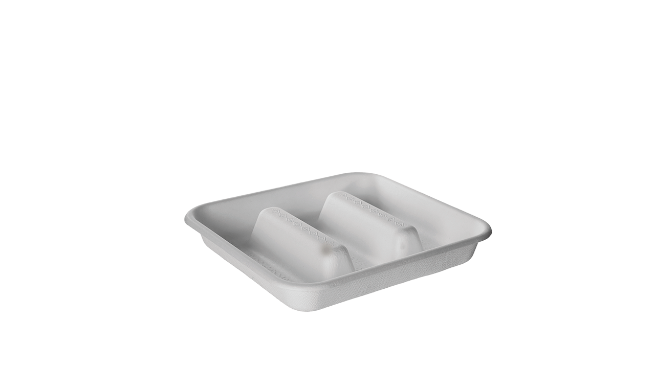 SUGARCANE SQUARE TACO TRAY VANGUARD, 3 COMPARTMENT, 7x7in