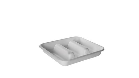 SUGARCANE SQUARE TACO TRAY VANGUARD, 3 COMPARTMENT, 7x7in