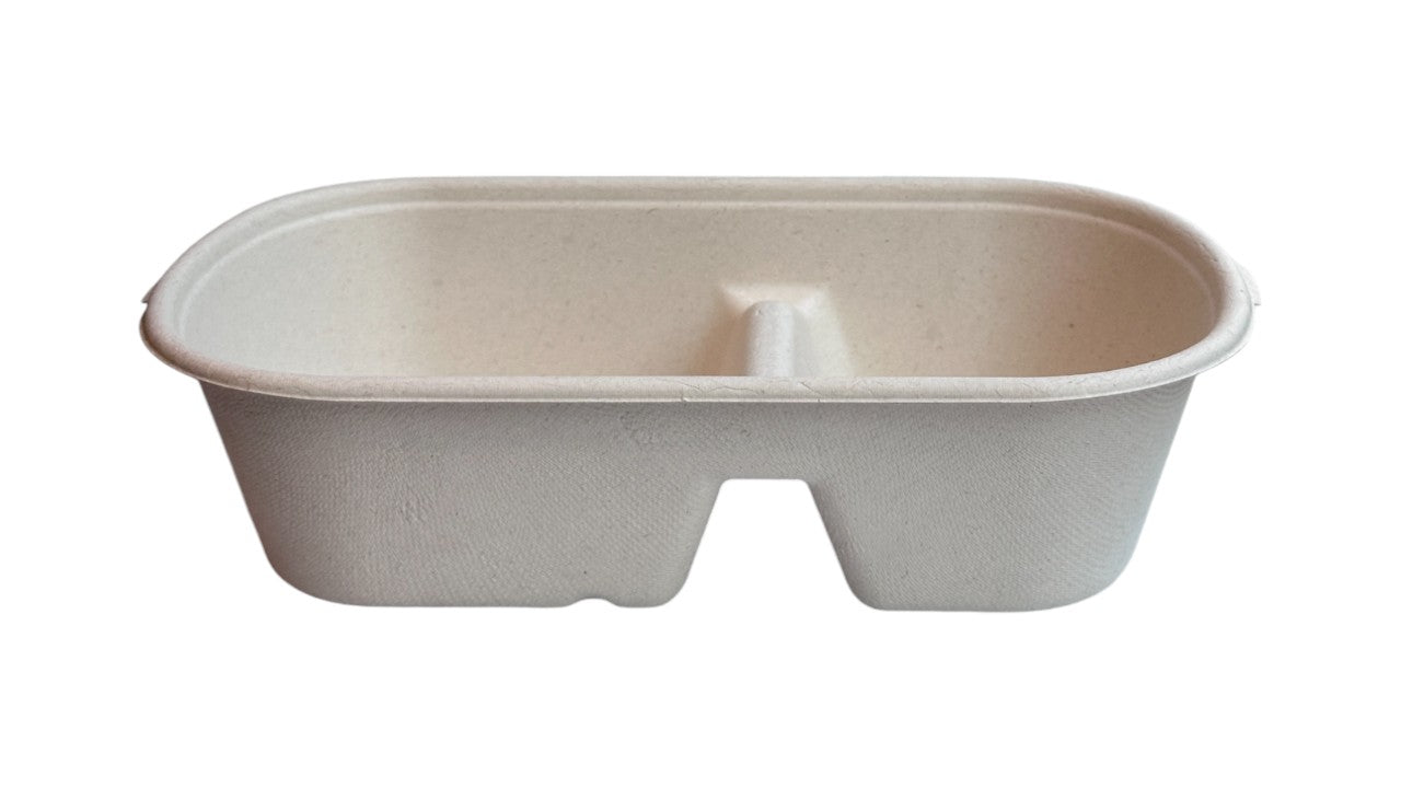 Bagasse Rectangular Food Container for Hot Food, Greaseproof & Leak Proof & Heat resistant, Large,1000ml, 2 Compartment