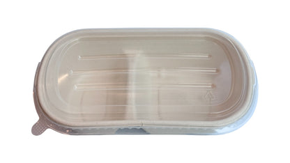 Bagasse Rectangular Food Container for Hot Food, Greaseproof & Leak Proof & Heat resistant, Large,1000ml, 2 Compartment