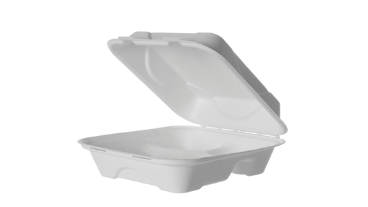 SUGARCANE CLAMSHELL, 3 COMPARTMENT,  8x8x3in VANGUARD