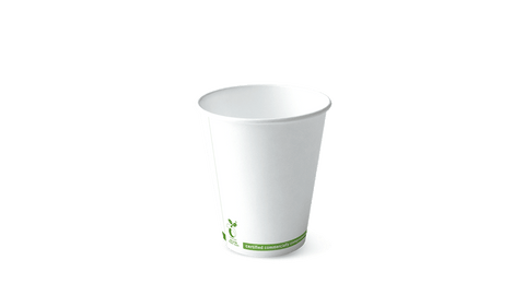 8OZ SINGLE WALL 'GREENSTRIPE' WHITE HOT CUP