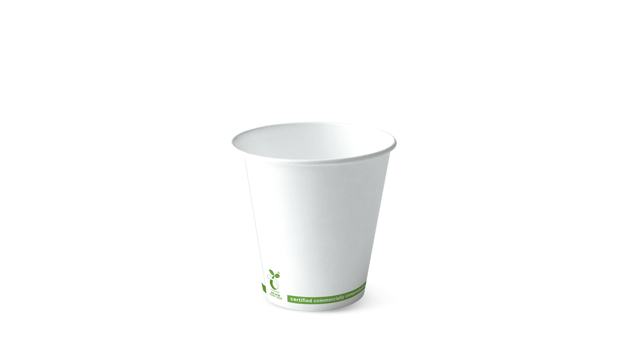 8OZ SQUAT SINGLE WALL 'GREENSTRIPE' PLA HOT CUP