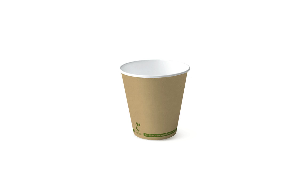 8OZ SQUAT SINGLE WALL 'GREENSTRIPE' PLA HOT CUP