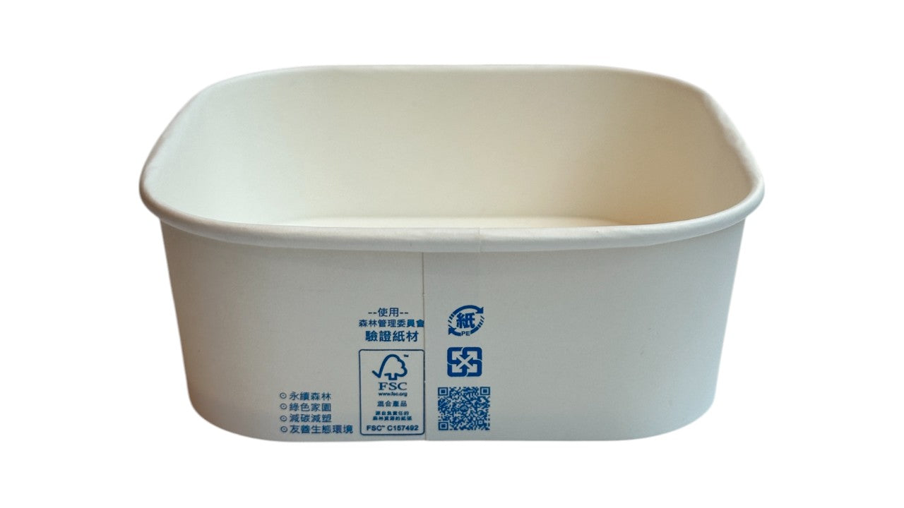 Square Paper Bowl for Food, Greaseproof & Leak Proof & Heat resistant, Medium, 500ml