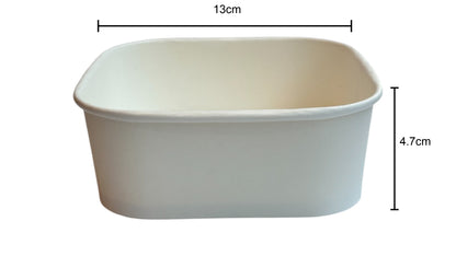 Square Paper Bowl for Food, Greaseproof & Leak Proof & Heat resistant, Medium, 500ml