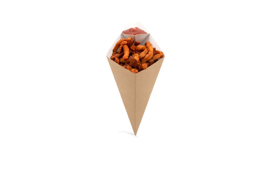 Small Kraft Cone with Dip Corner