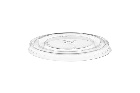 Universal r PET Clear Flat Lid - Straw Slot